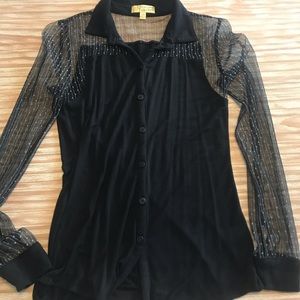 Black button down top